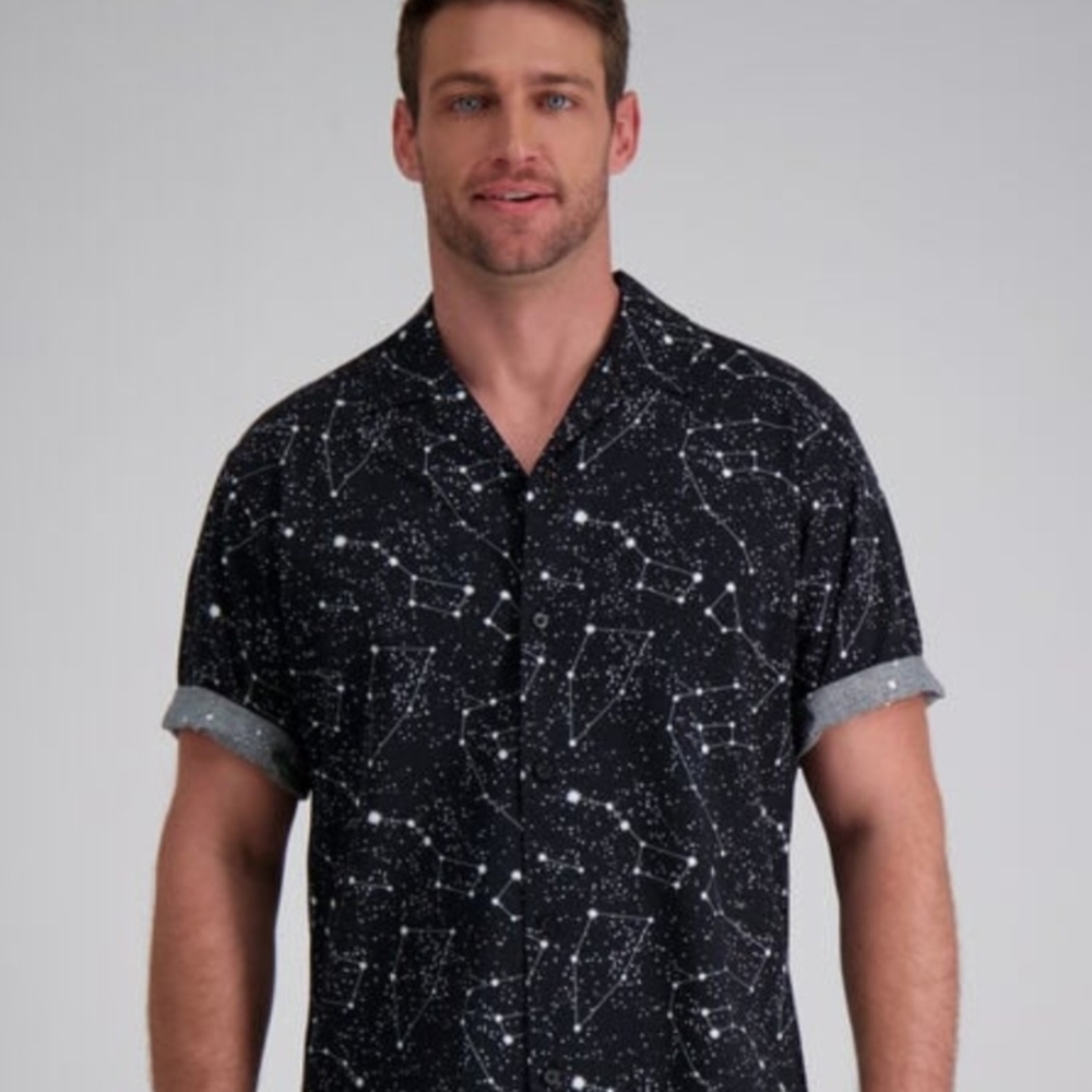 Haggar Black and White Casual Button Down Shirt